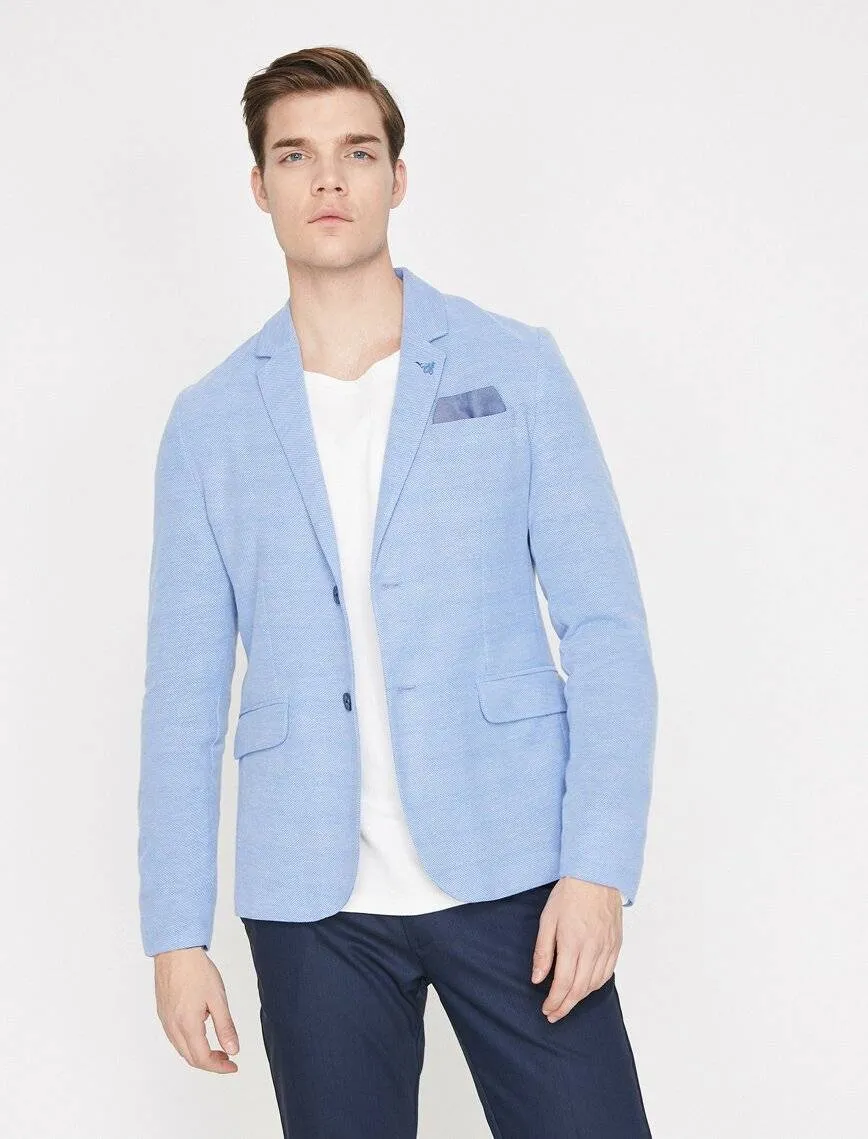 10821 Blue Classic Collar Blazer