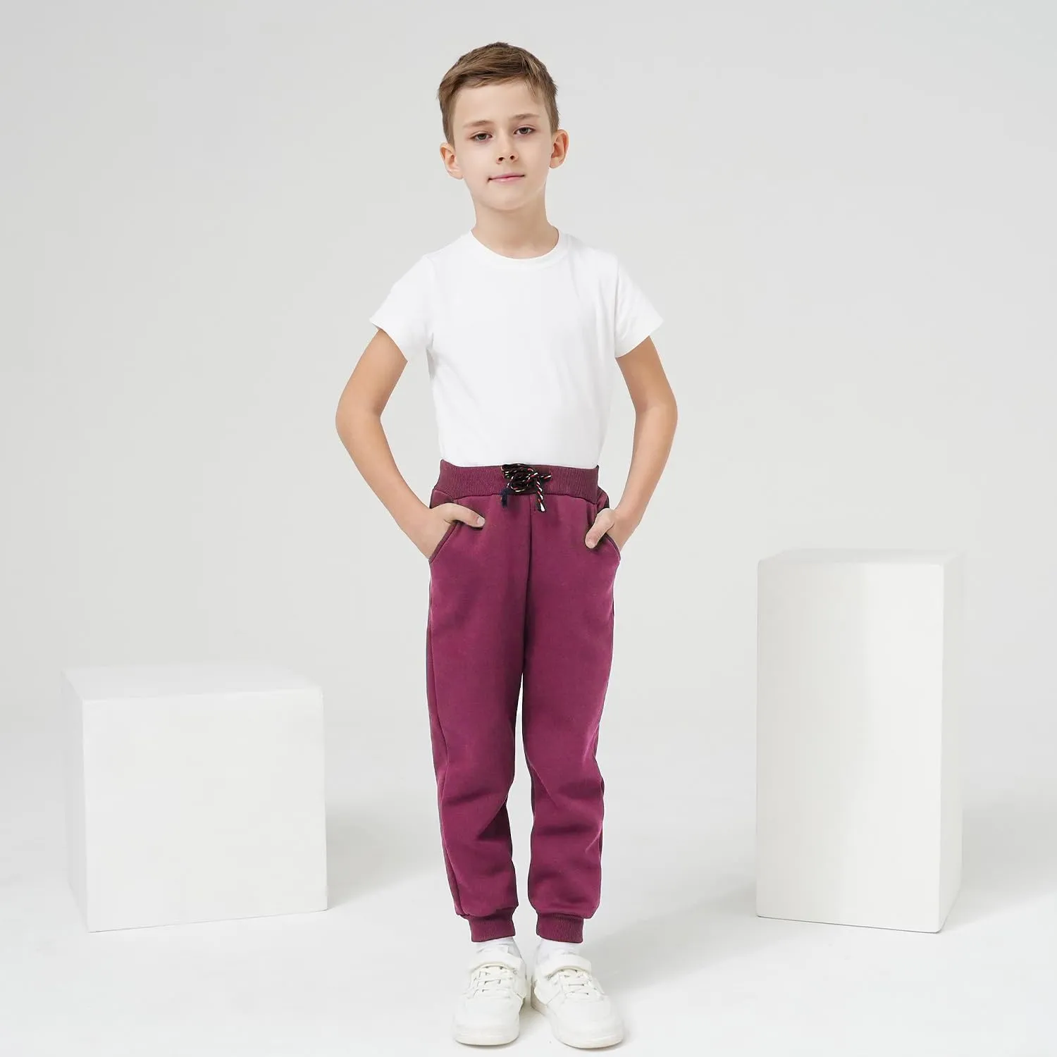 3 Pack Boy's and Girl's Fleece Pull on Jogger Sweatpant with Pockets and Drawstring 2-13 Years