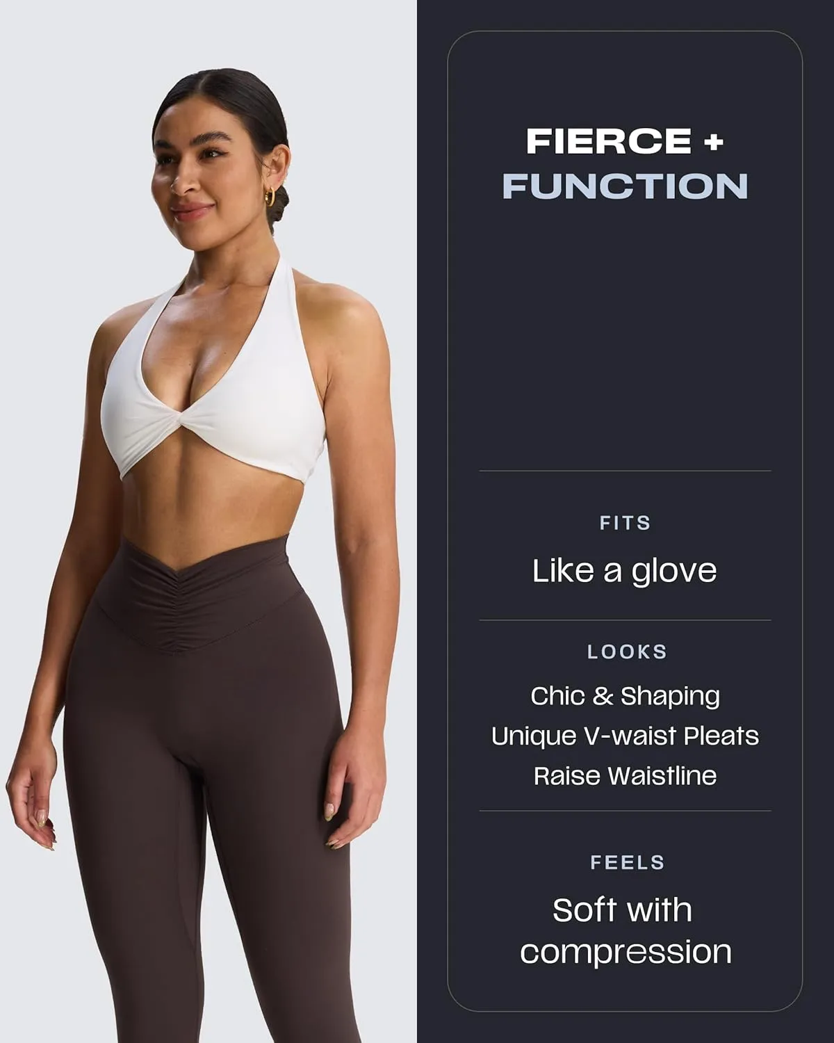 Aoxjox High Waisted Workout Leggings for Women Hidden Scrunch V Waist Front Illusion Ruched Athletic Yoga Pants 26"