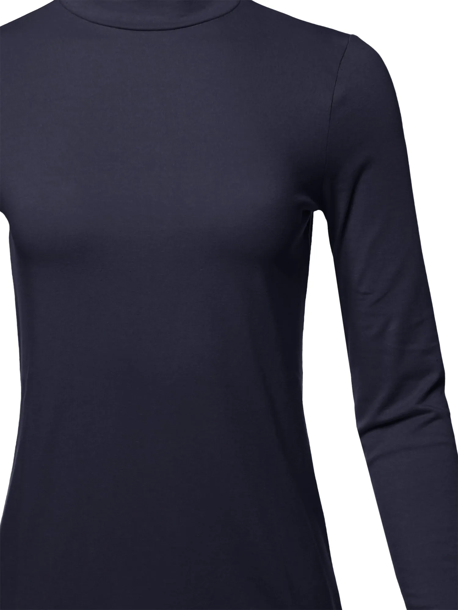 Basic Solid Soft Cotton Long Sleeve Mock Neck Top Shirts
