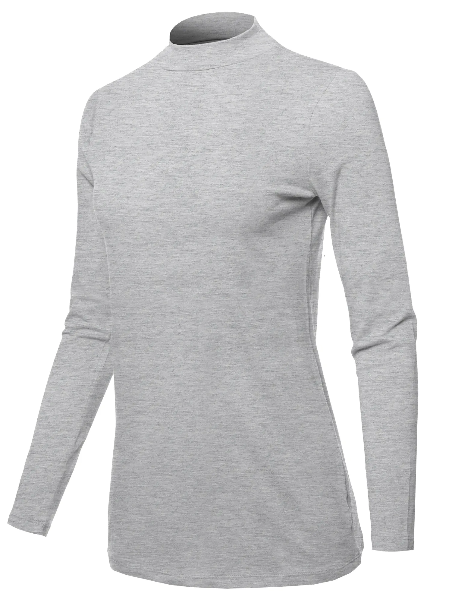 Basic Solid Soft Cotton Long Sleeve Mock Neck Top Shirts