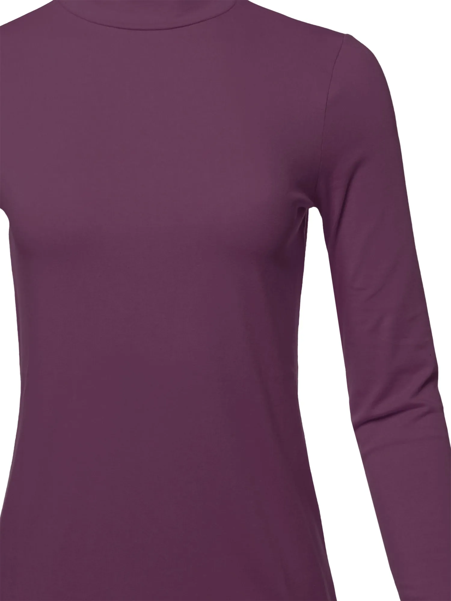 Basic Solid Soft Cotton Long Sleeve Mock Neck Top Shirts