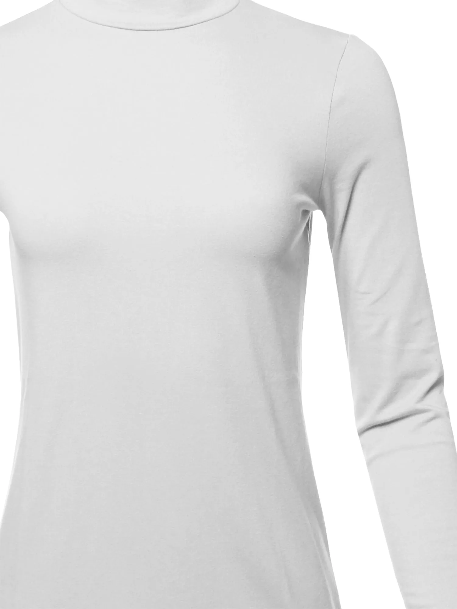 Basic Solid Soft Cotton Long Sleeve Mock Neck Top Shirts
