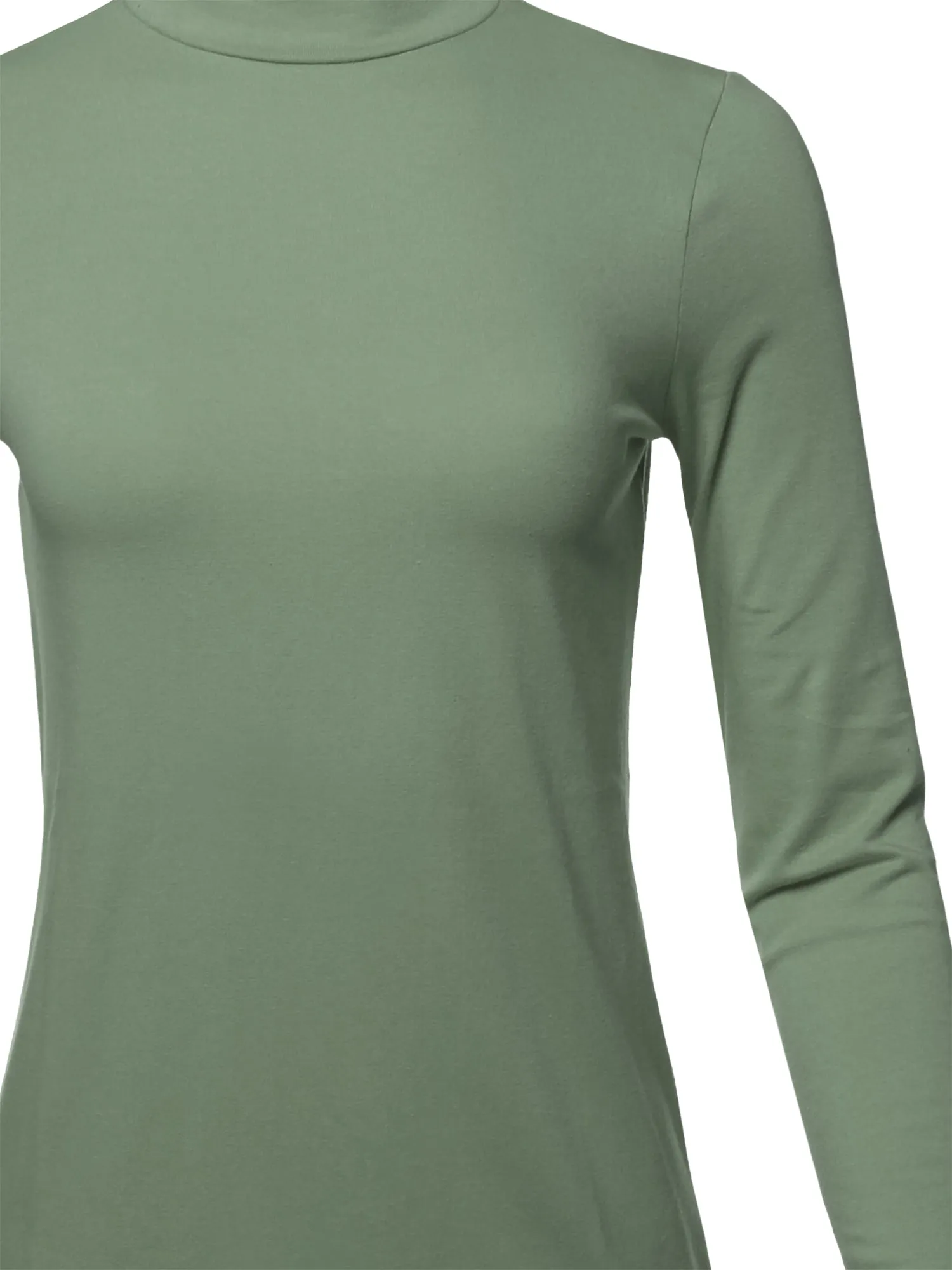 Basic Solid Soft Cotton Long Sleeve Mock Neck Top Shirts