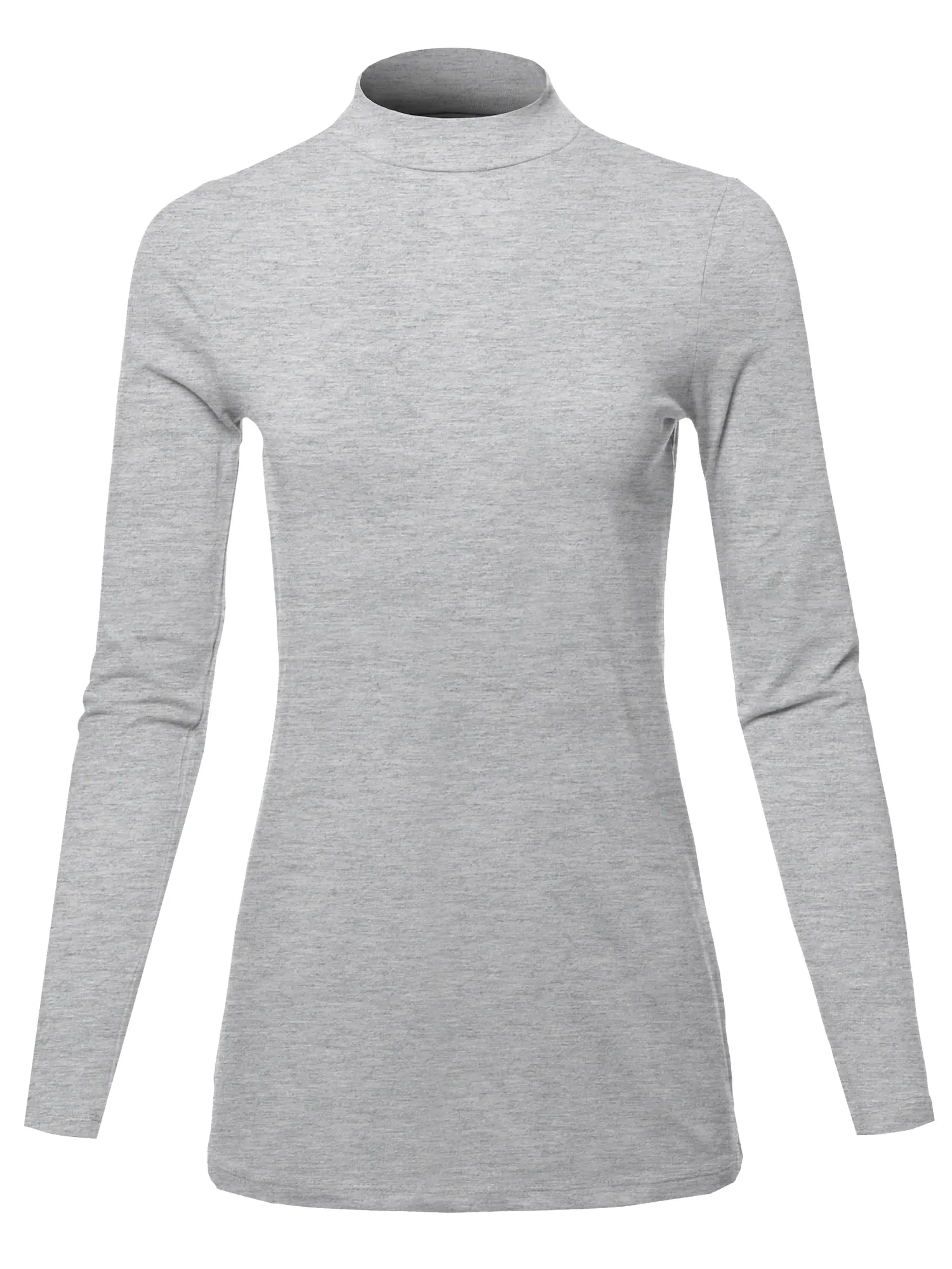 Basic Solid Soft Cotton Long Sleeve Mock Neck Top Shirts