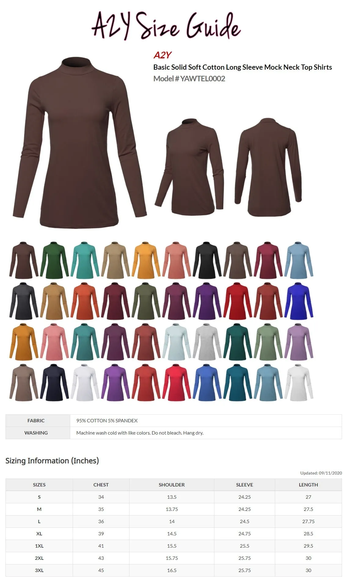Basic Solid Soft Cotton Long Sleeve Mock Neck Top Shirts
