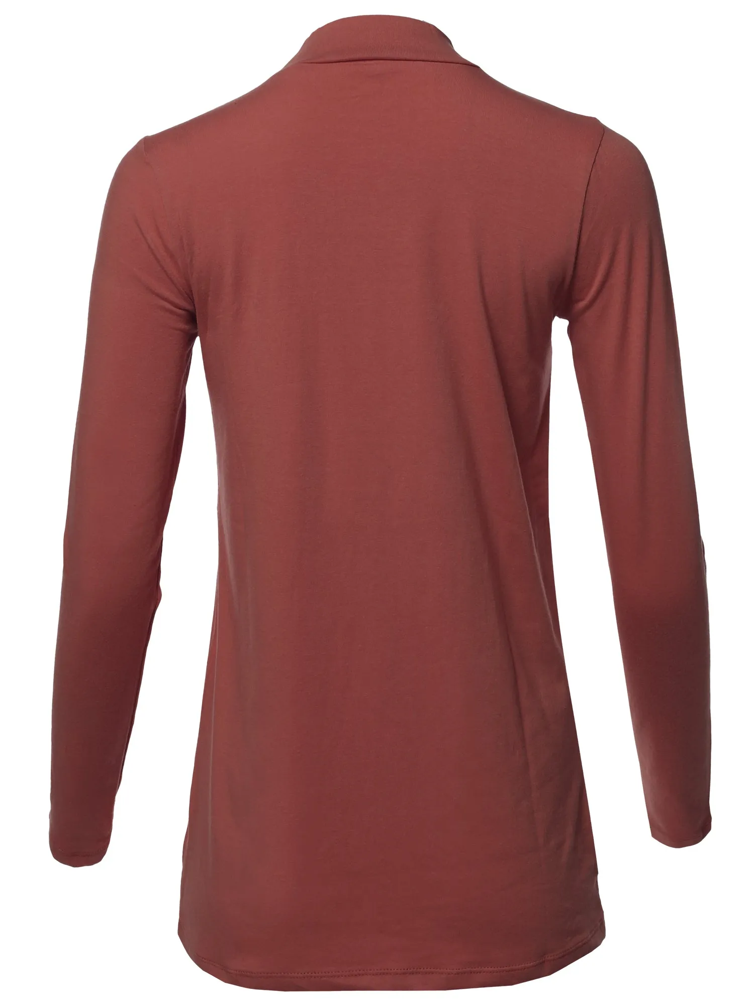 Basic Solid Soft Cotton Long Sleeve Mock Neck Top Shirts