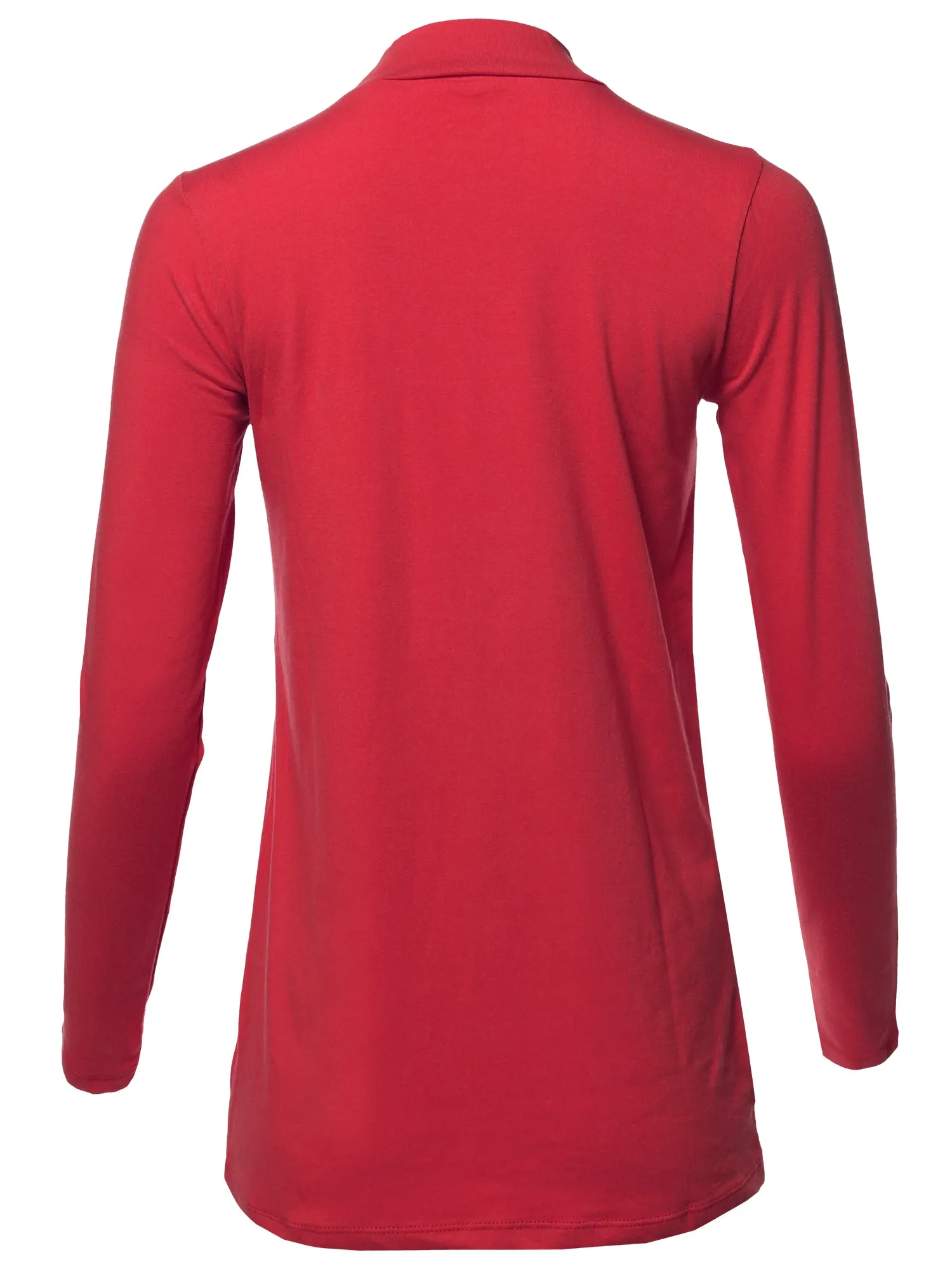 Basic Solid Soft Cotton Long Sleeve Mock Neck Top Shirts