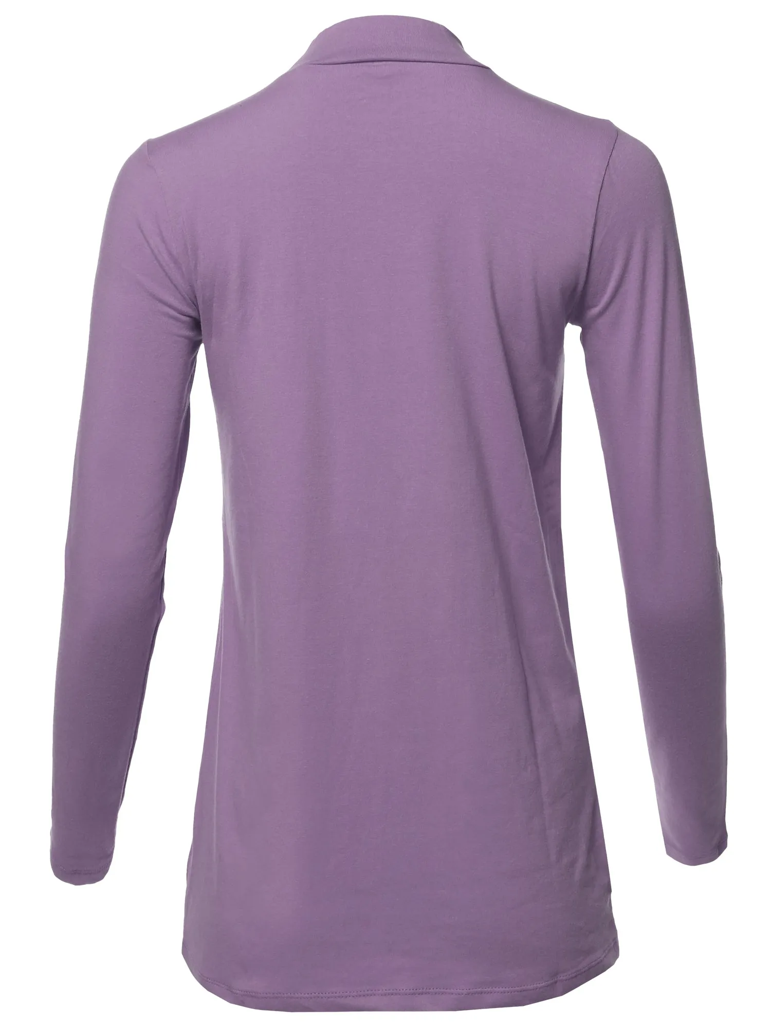 Basic Solid Soft Cotton Long Sleeve Mock Neck Top Shirts
