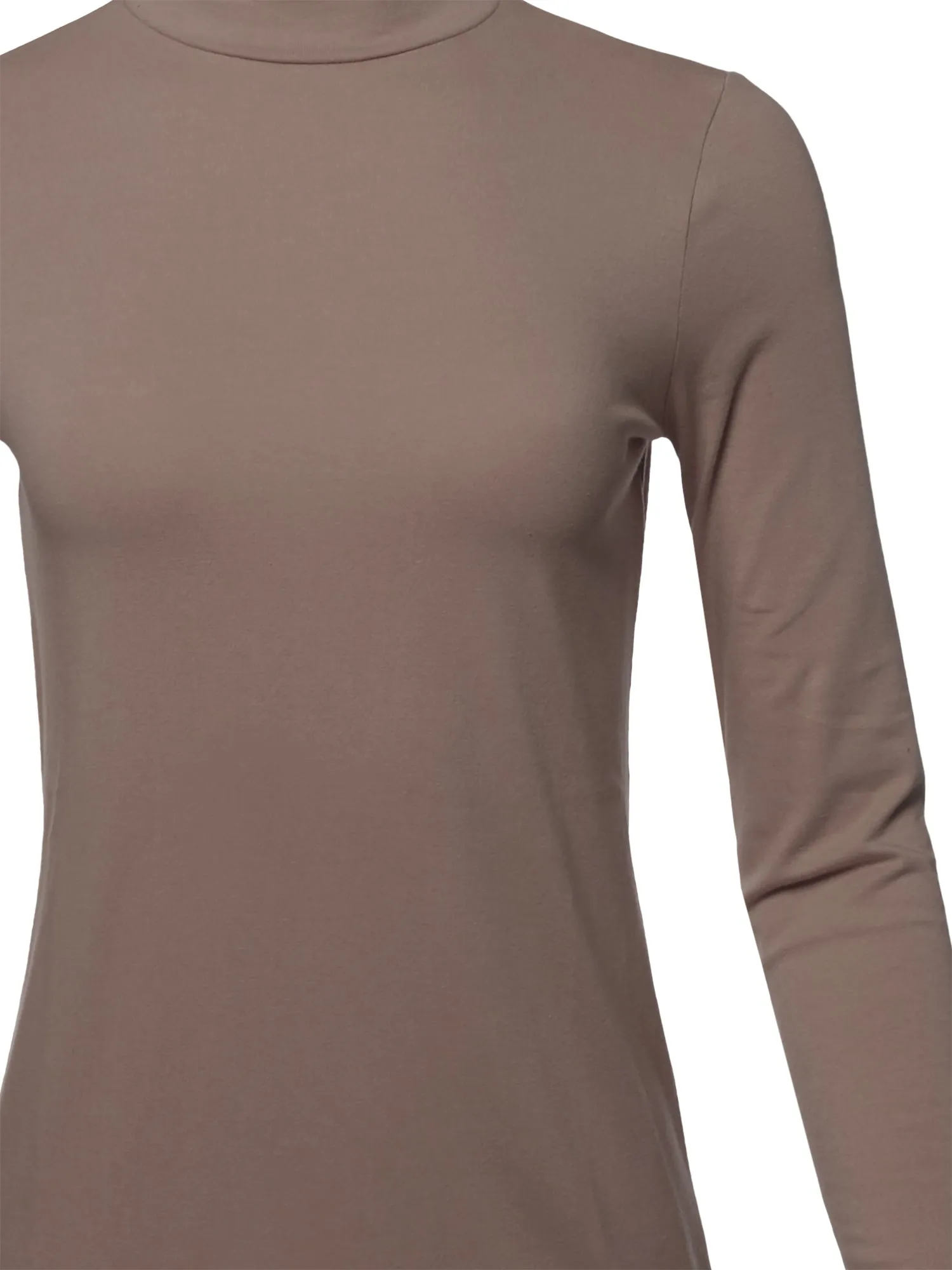Basic Solid Soft Cotton Long Sleeve Mock Neck Top Shirts