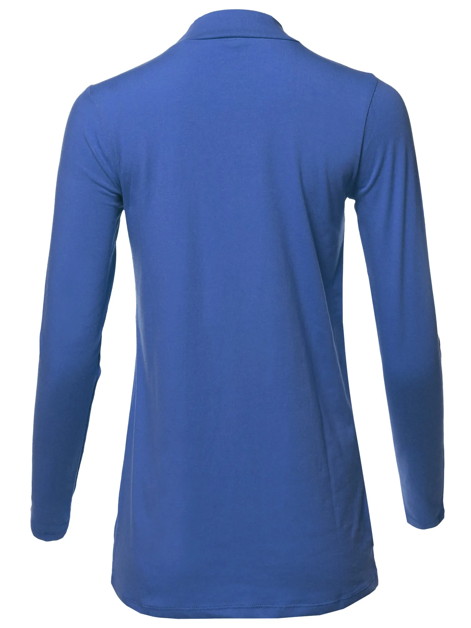 Basic Solid Soft Cotton Long Sleeve Mock Neck Top Shirts