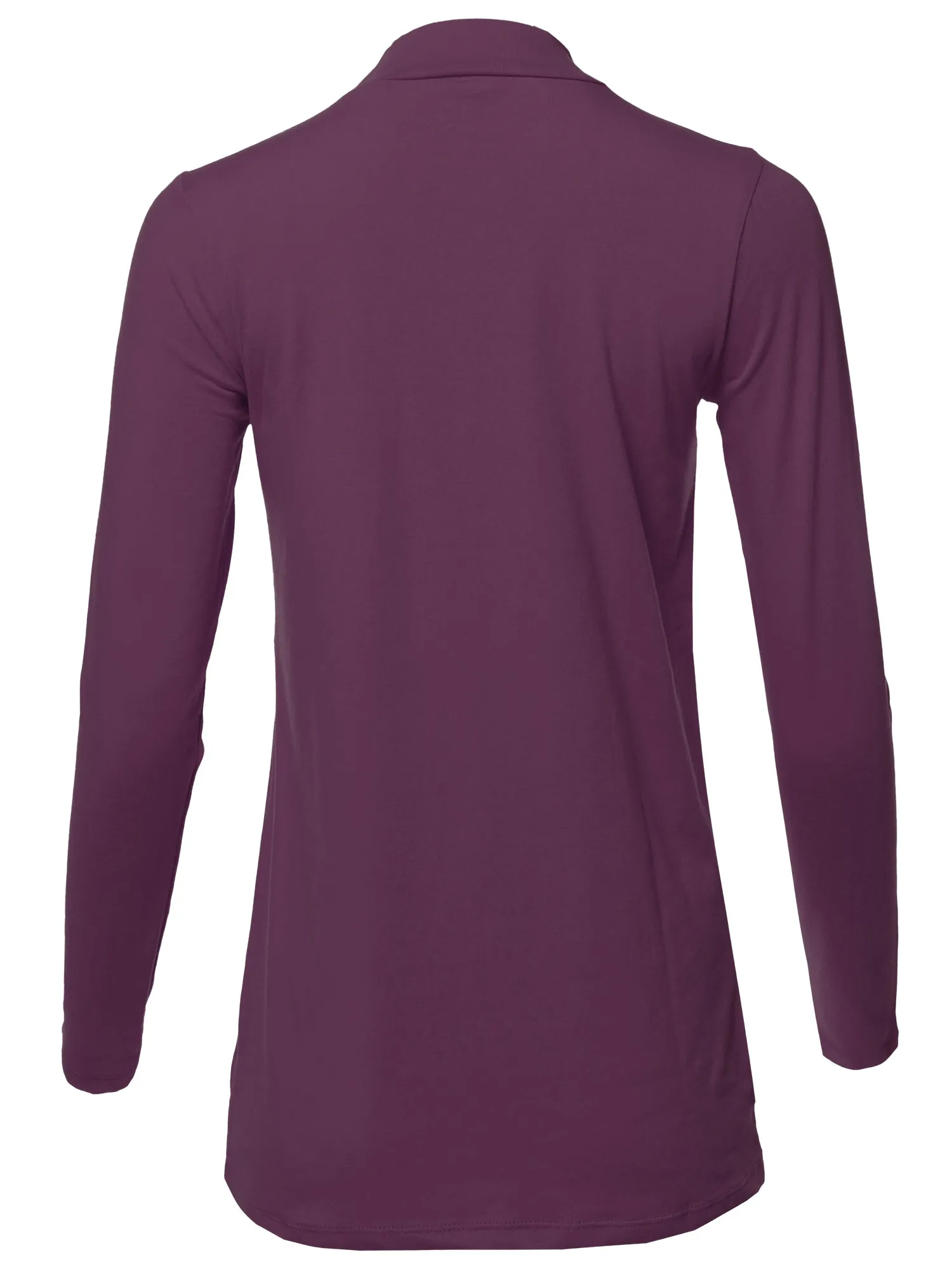 Basic Solid Soft Cotton Long Sleeve Mock Neck Top Shirts