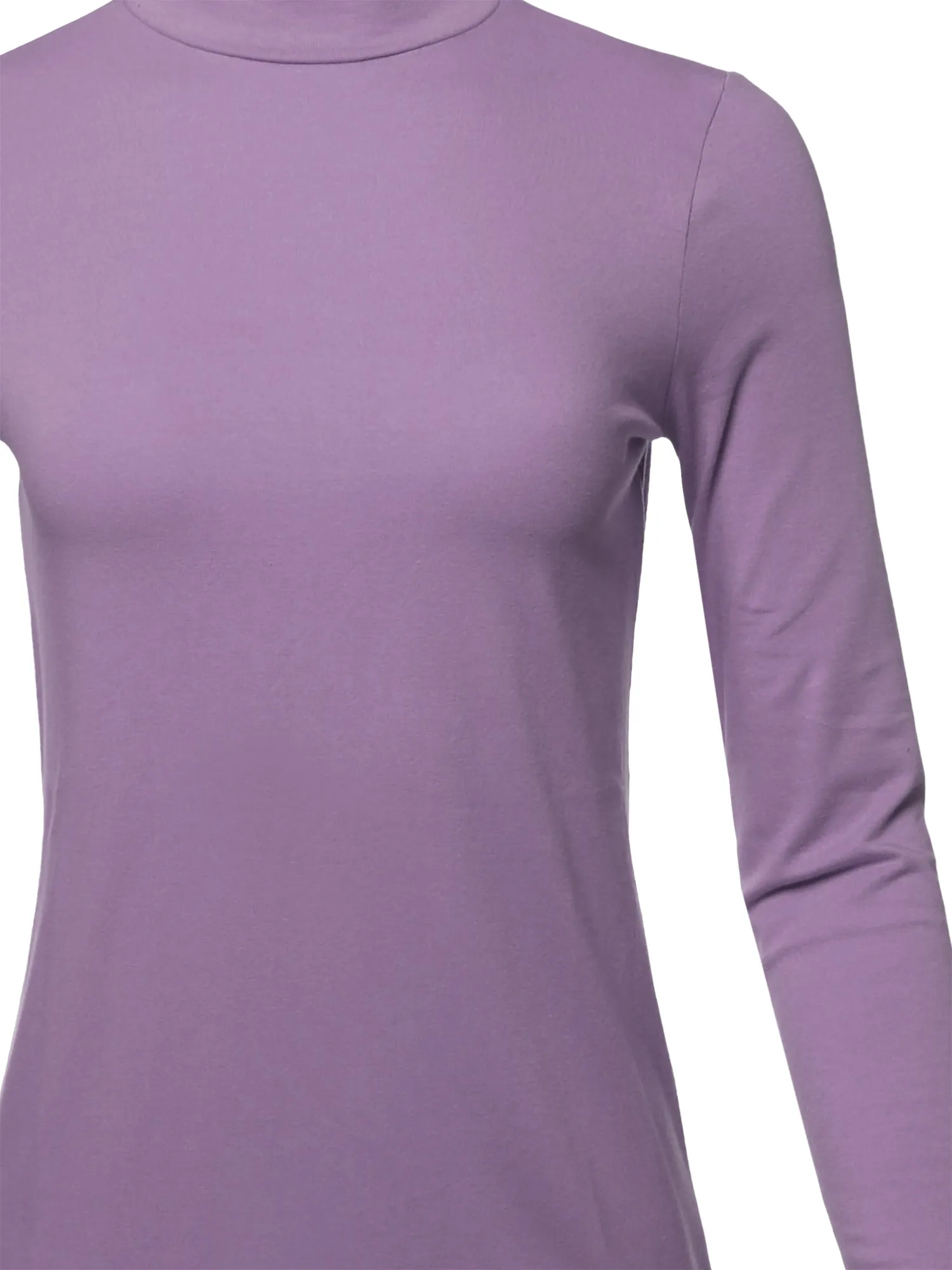 Basic Solid Soft Cotton Long Sleeve Mock Neck Top Shirts