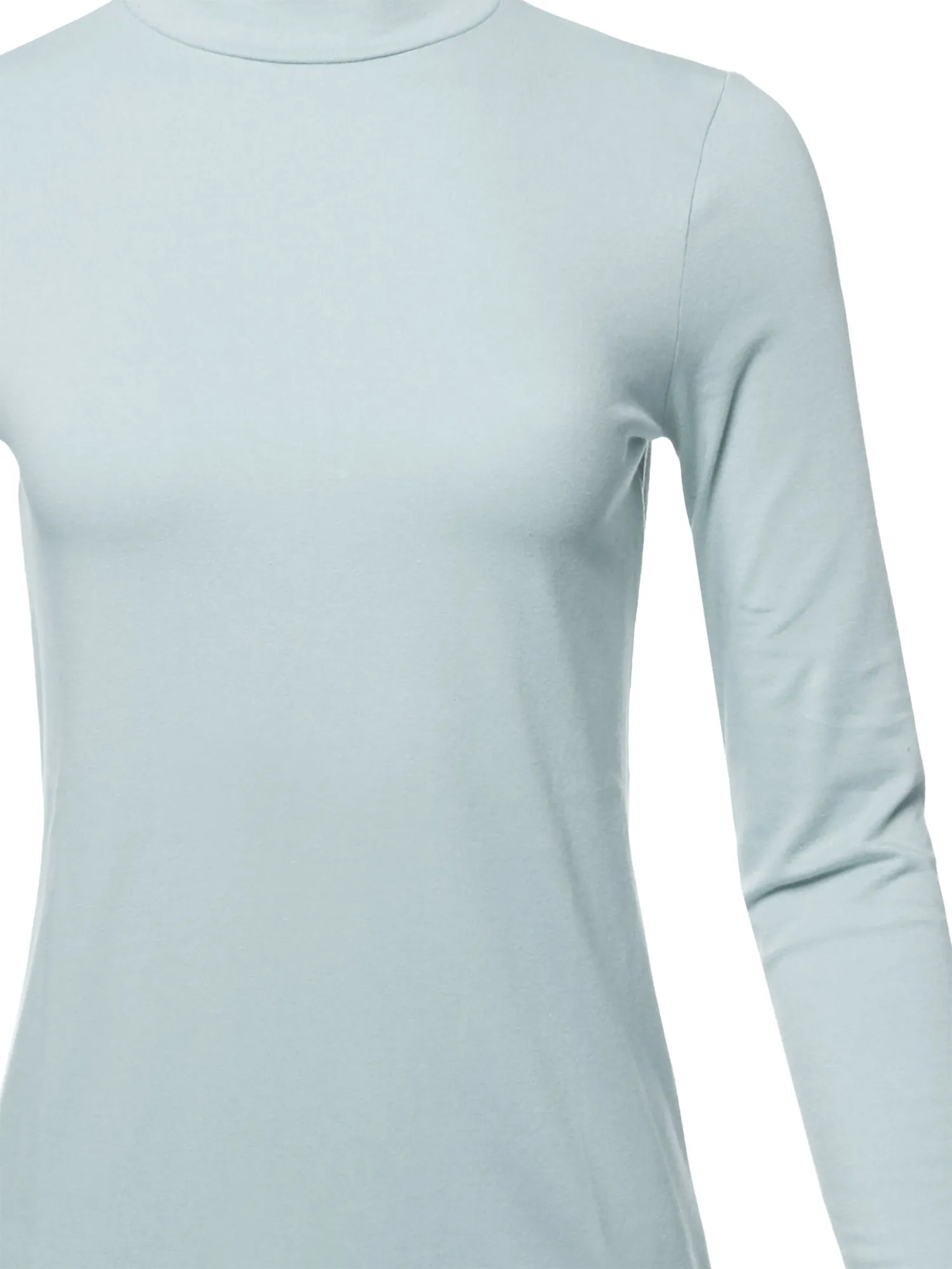 Basic Solid Soft Cotton Long Sleeve Mock Neck Top Shirts