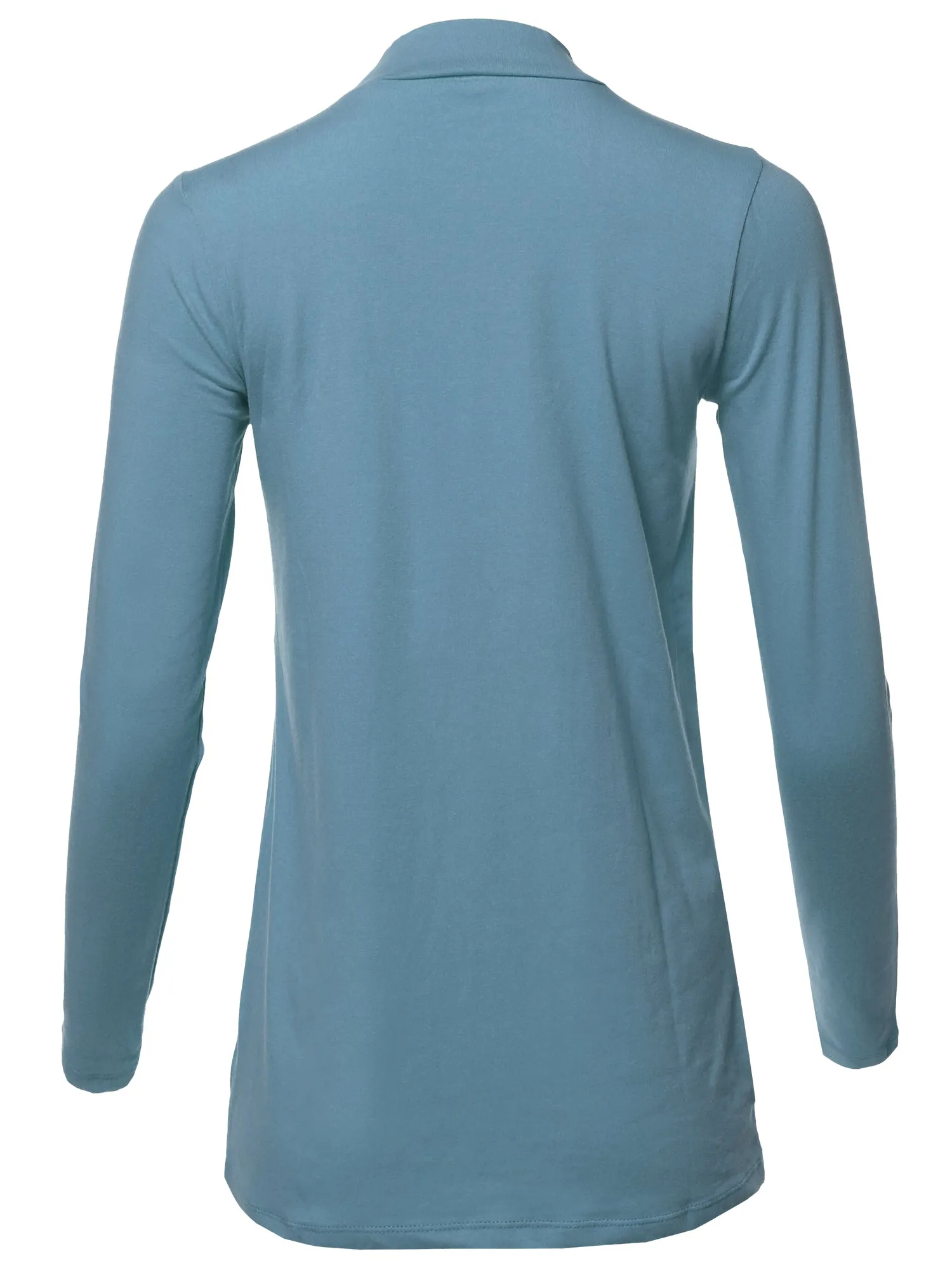 Basic Solid Soft Cotton Long Sleeve Mock Neck Top Shirts