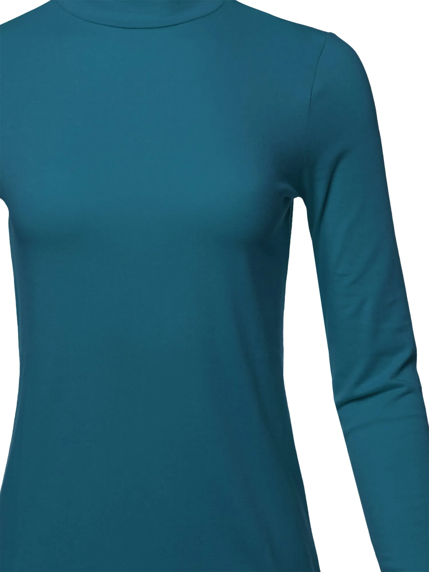 Basic Solid Soft Cotton Long Sleeve Mock Neck Top Shirts