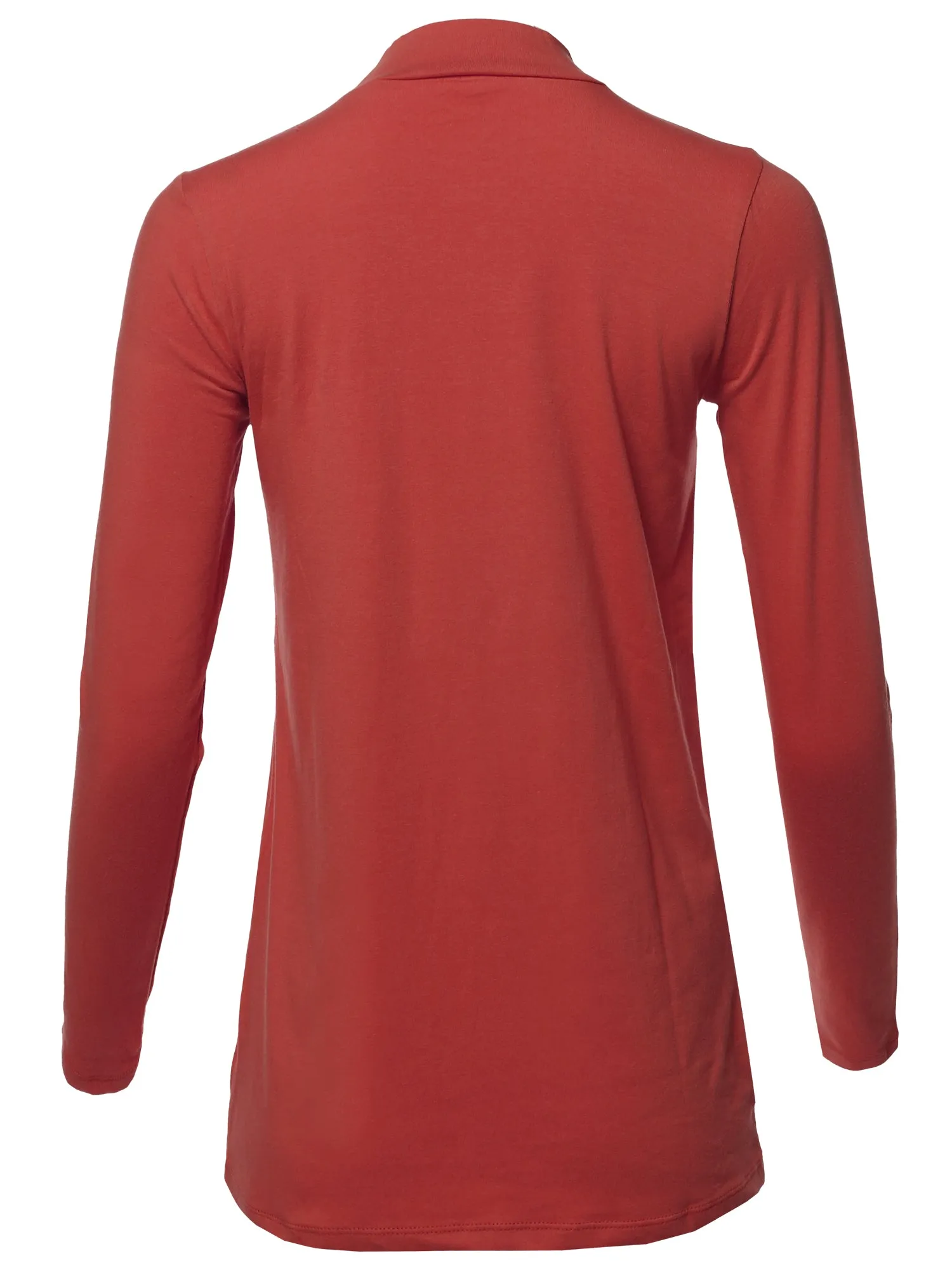 Basic Solid Soft Cotton Long Sleeve Mock Neck Top Shirts