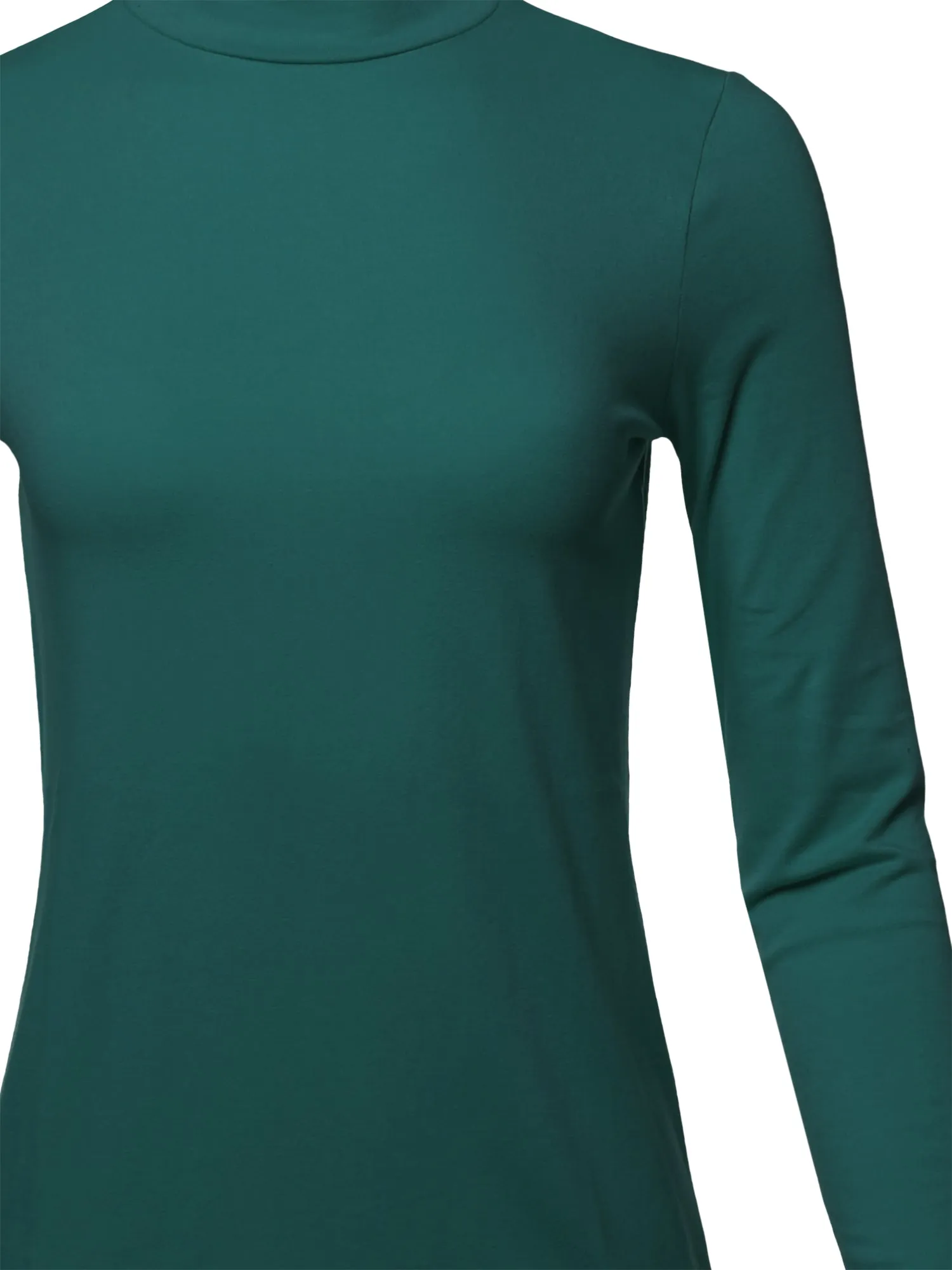 Basic Solid Soft Cotton Long Sleeve Mock Neck Top Shirts