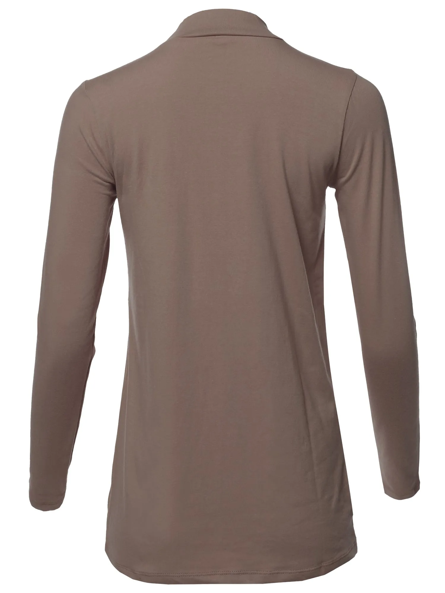 Basic Solid Soft Cotton Long Sleeve Mock Neck Top Shirts
