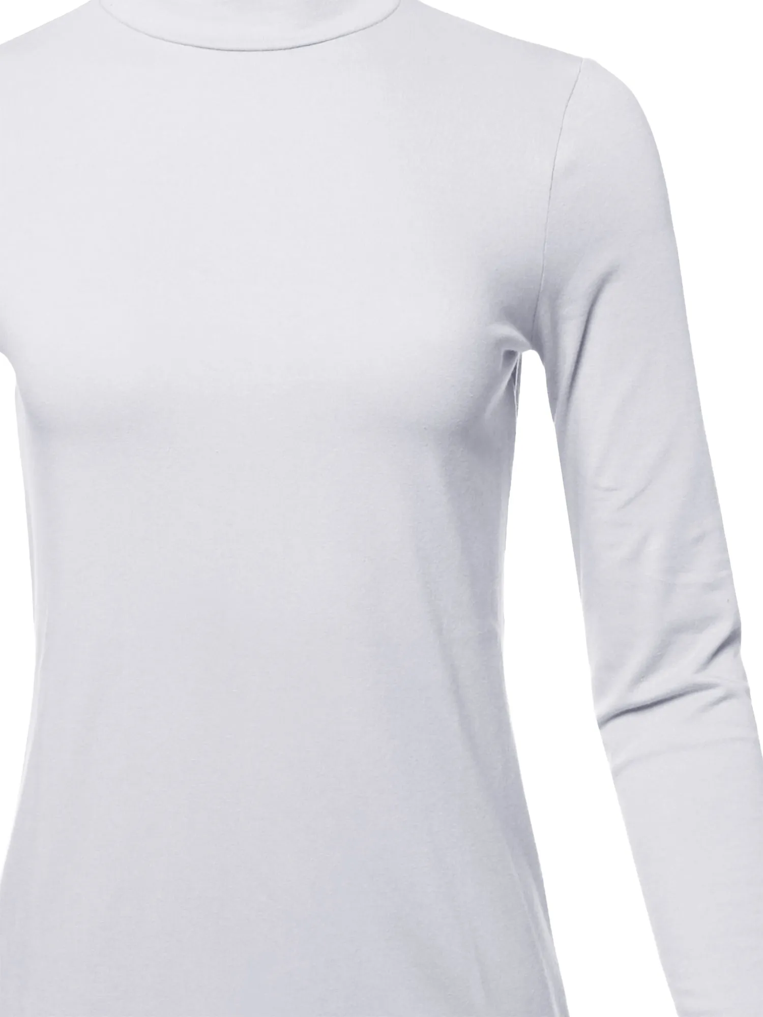 Basic Solid Soft Cotton Long Sleeve Mock Neck Top Shirts
