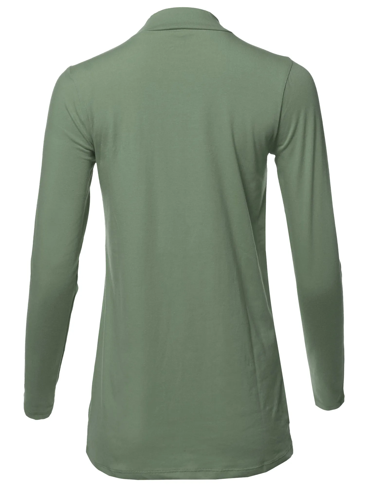 Basic Solid Soft Cotton Long Sleeve Mock Neck Top Shirts