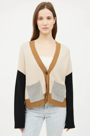 Beige & Black Cashmere Cardigan