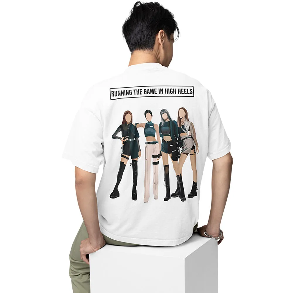 Black Pink Oversized T shirt - Running The Game