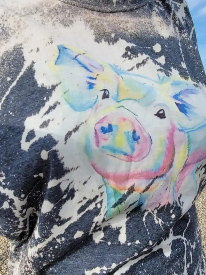Bleached Watercolor Piggy Tee