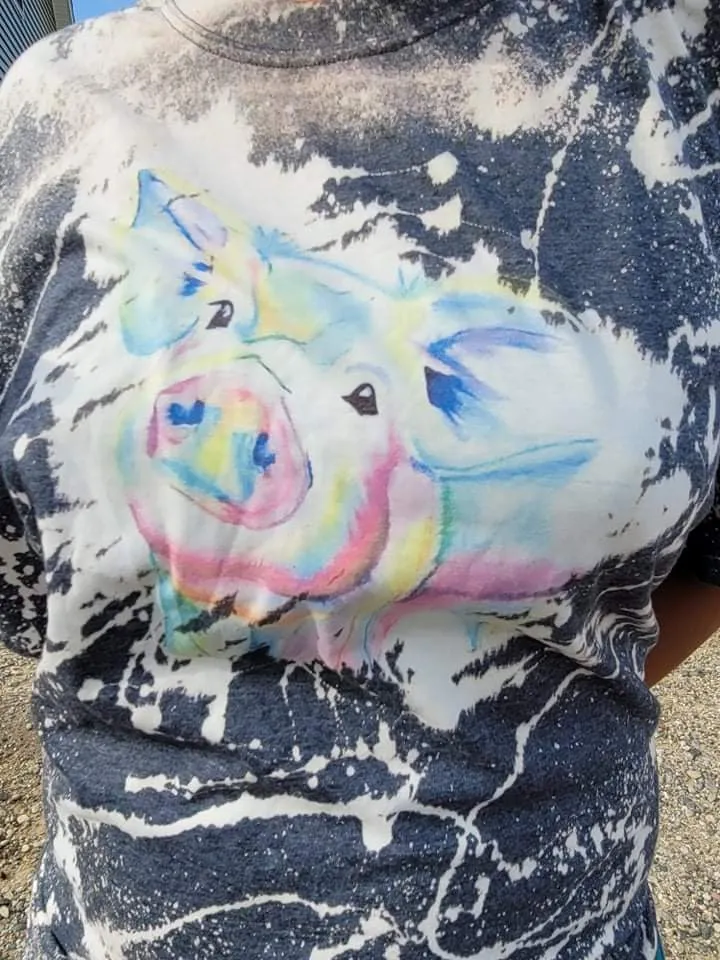 Bleached Watercolor Piggy Tee