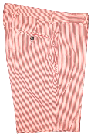 Charleston Khakis Seersucker Short Red/Cream<br>Flat Front<br>Regular Rise