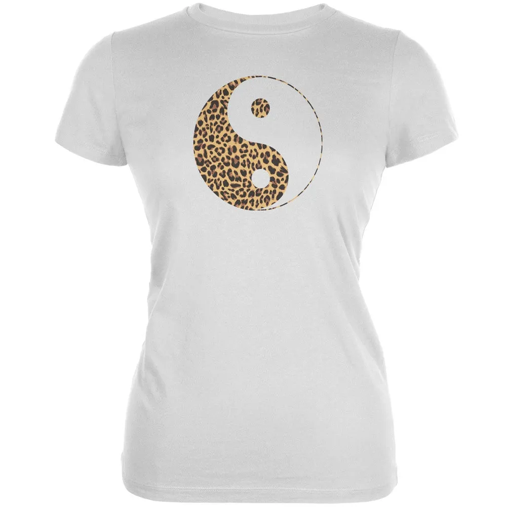 Cheetah Print Ying Yang Black Juniors Soft T-Shirt