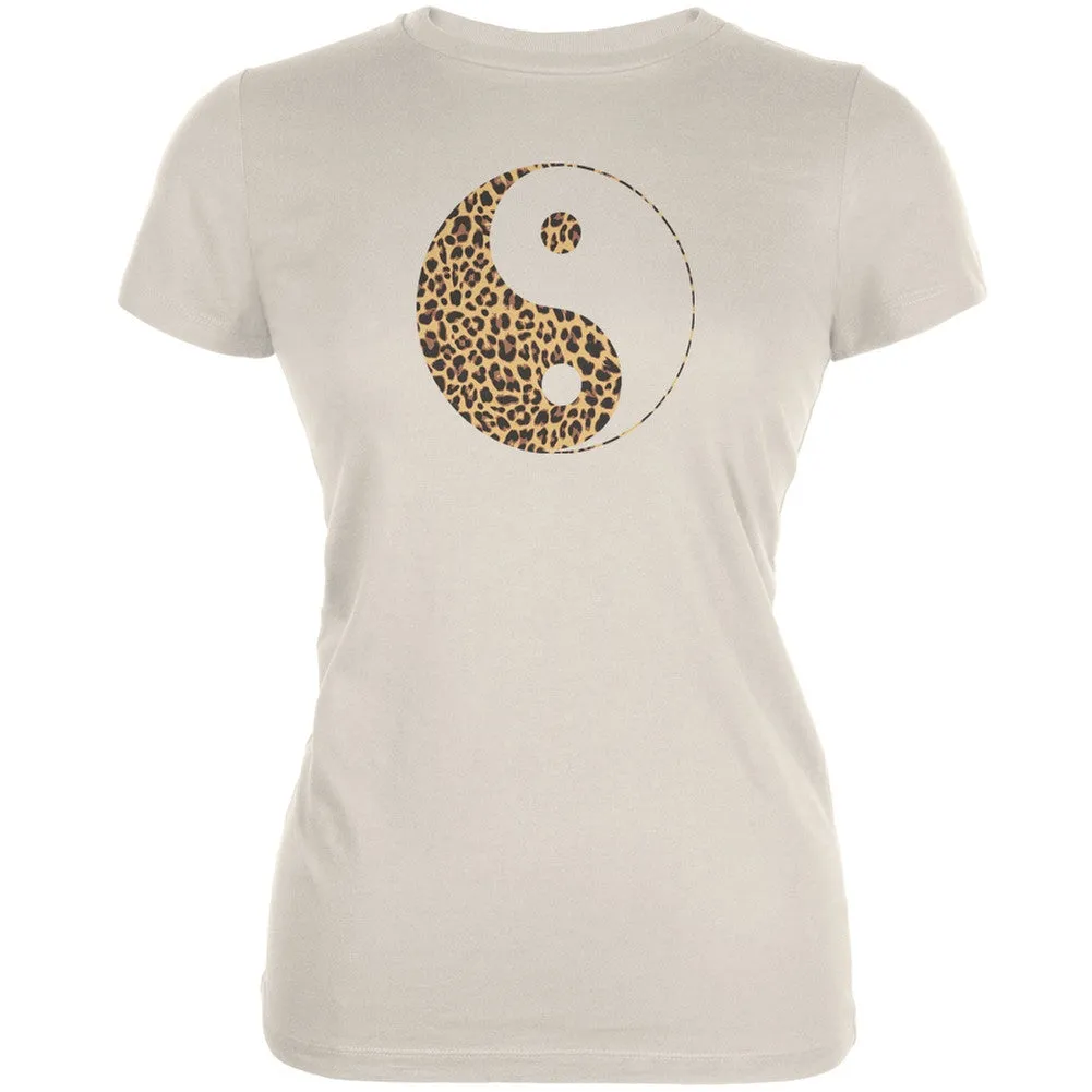 Cheetah Print Ying Yang Black Juniors Soft T-Shirt