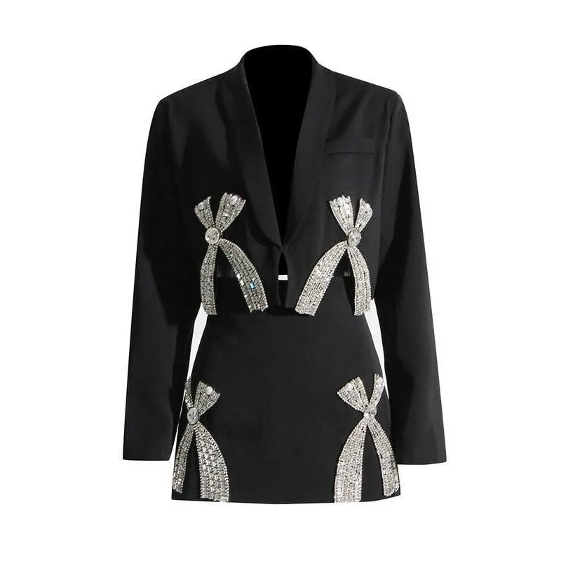 Chic Shawl Collar Blazer & Skirt Set for Women