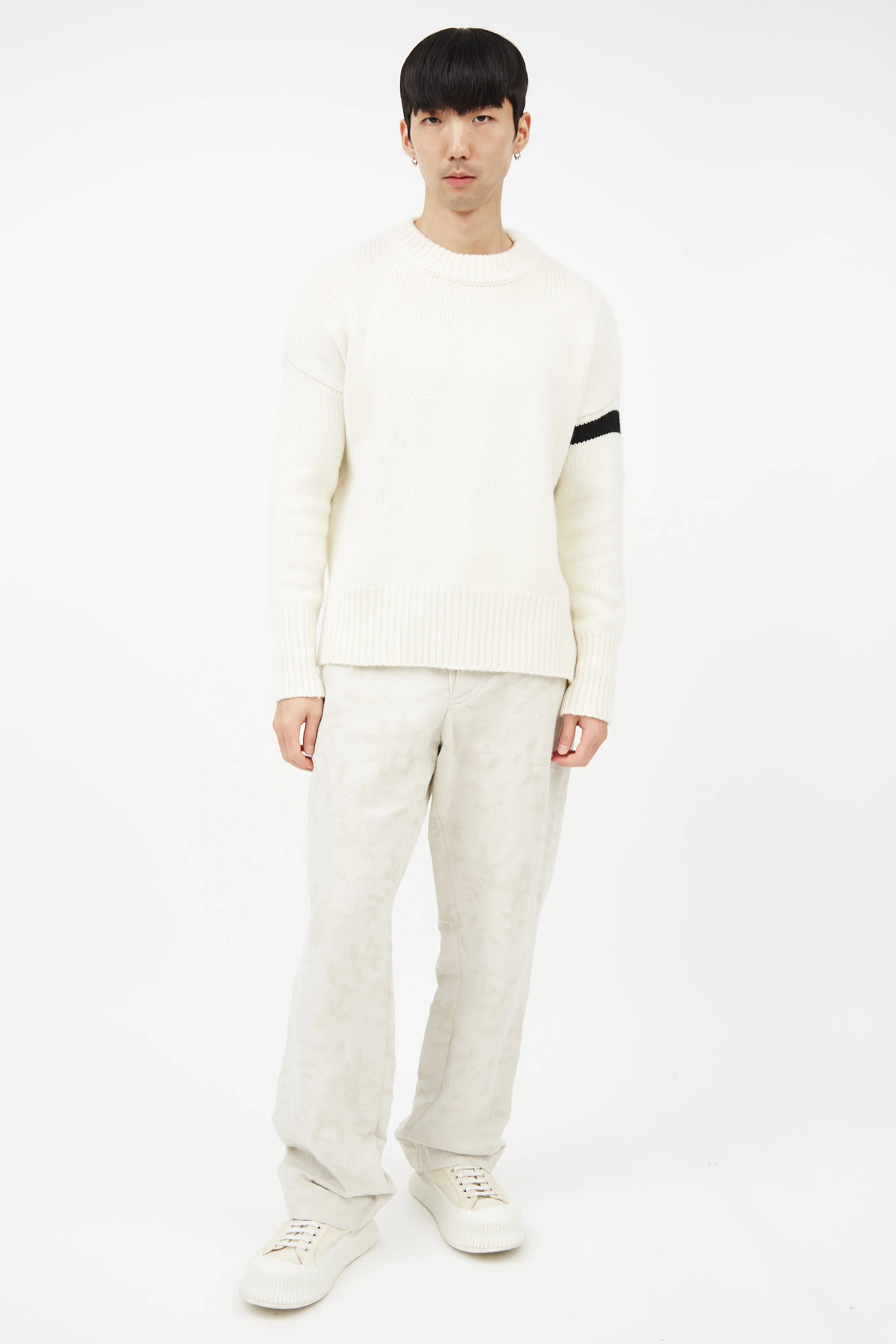 Cream & Black Cashmere Knit Sweater