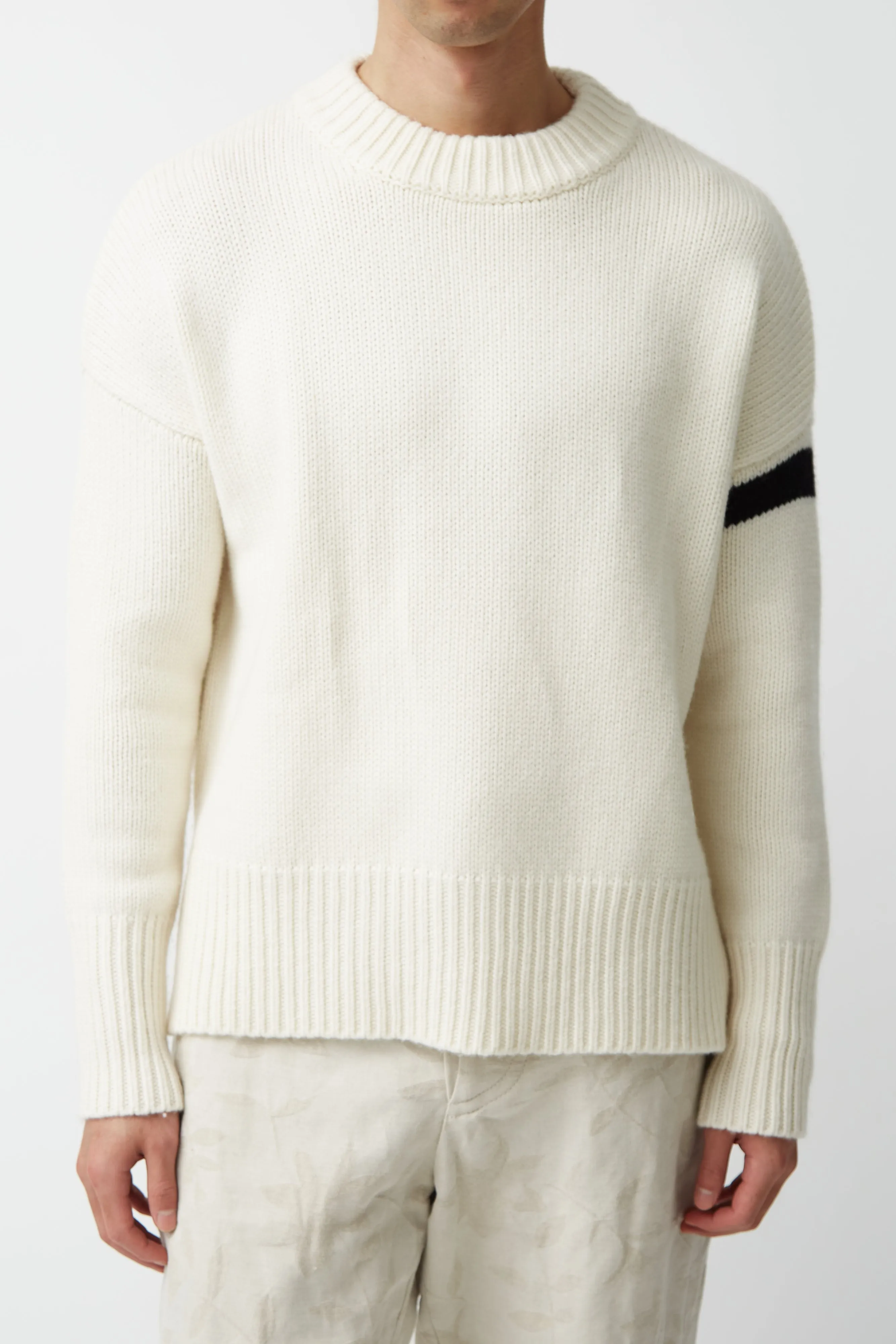 Cream & Black Cashmere Knit Sweater
