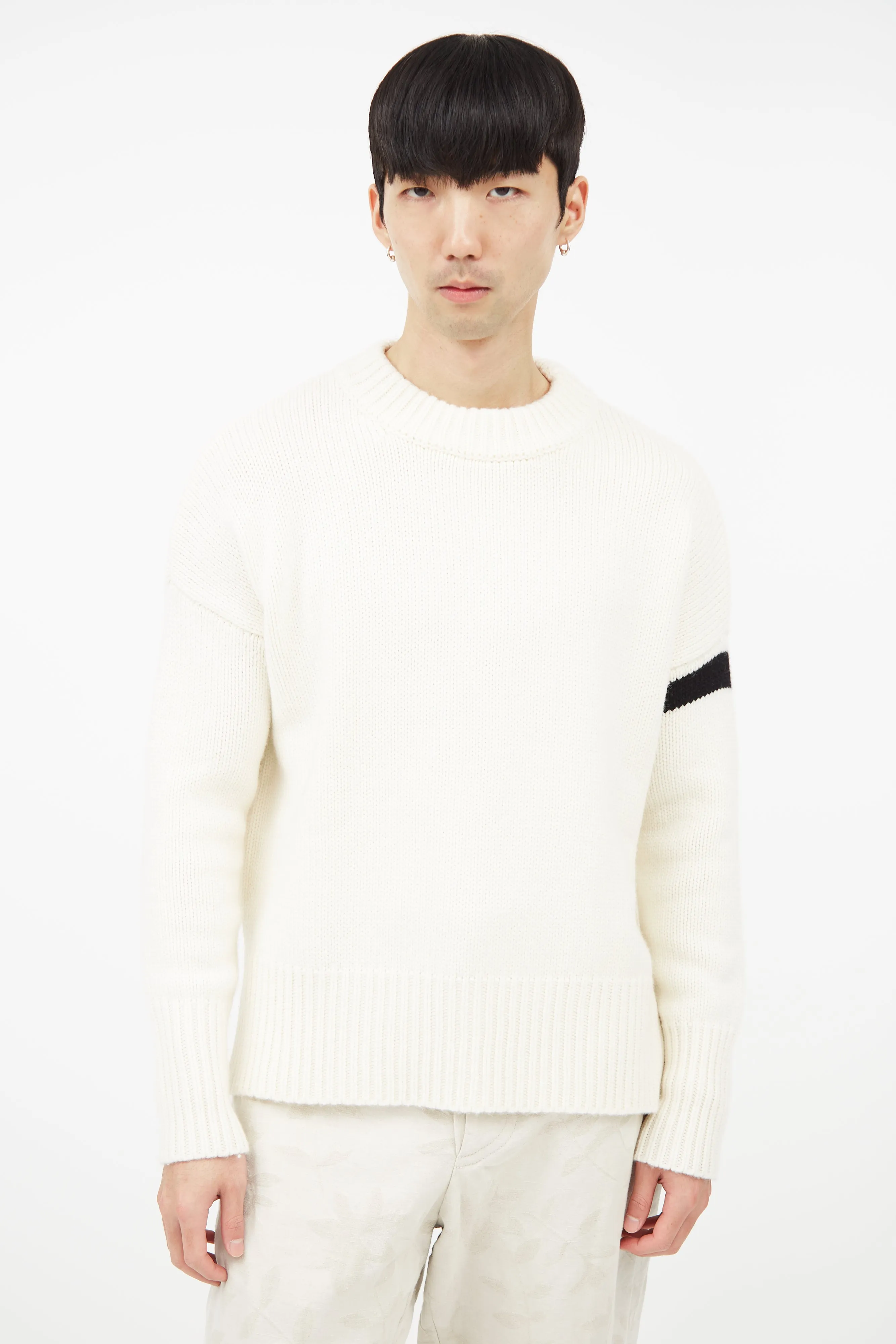 Cream & Black Cashmere Knit Sweater