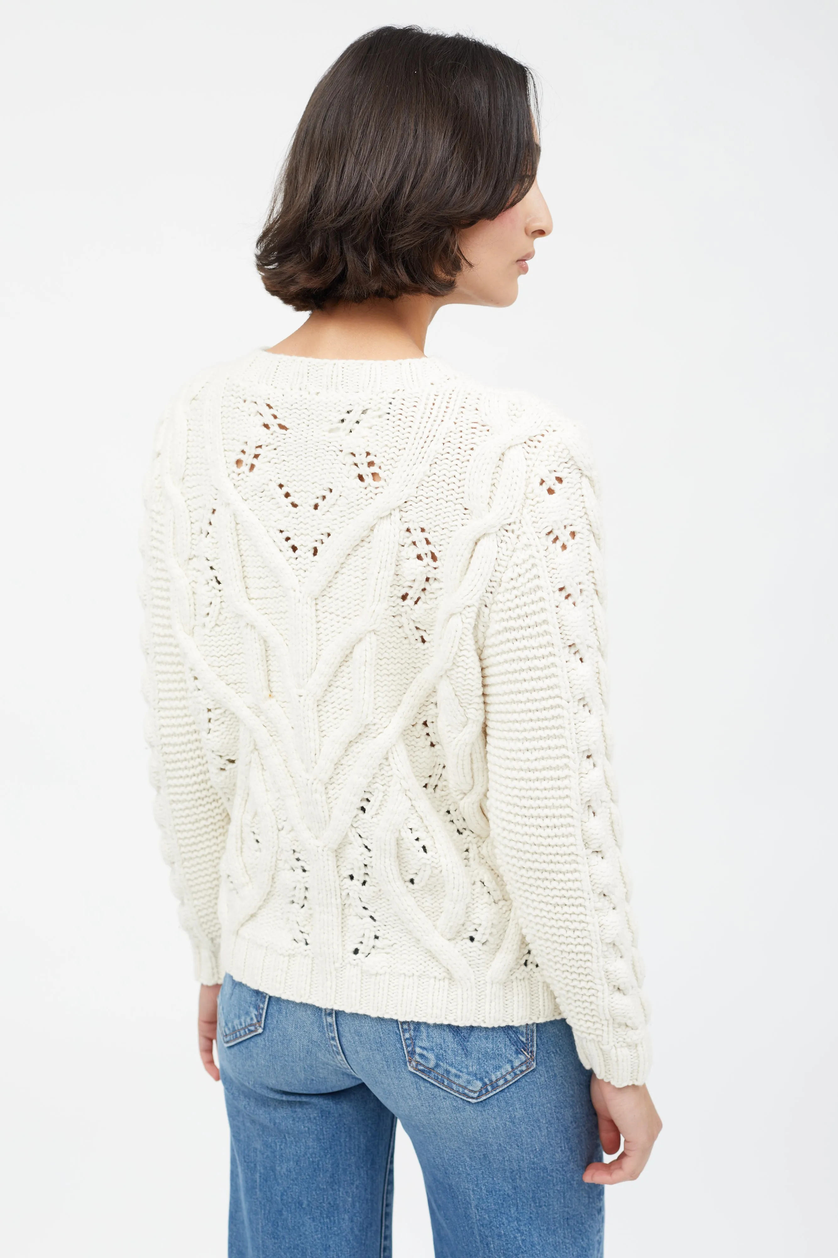 Cream Cashmere Cable Knit Sweater