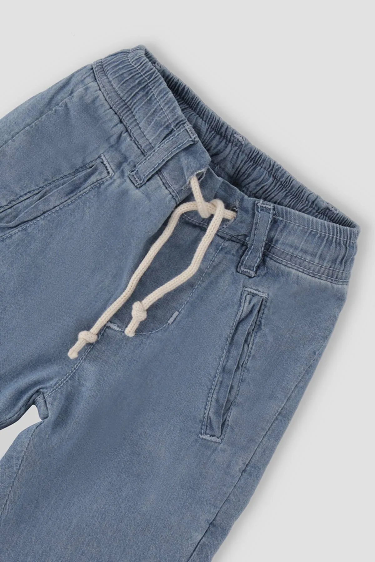 Denim Pant With Drawstring For Baby Boy - Blue