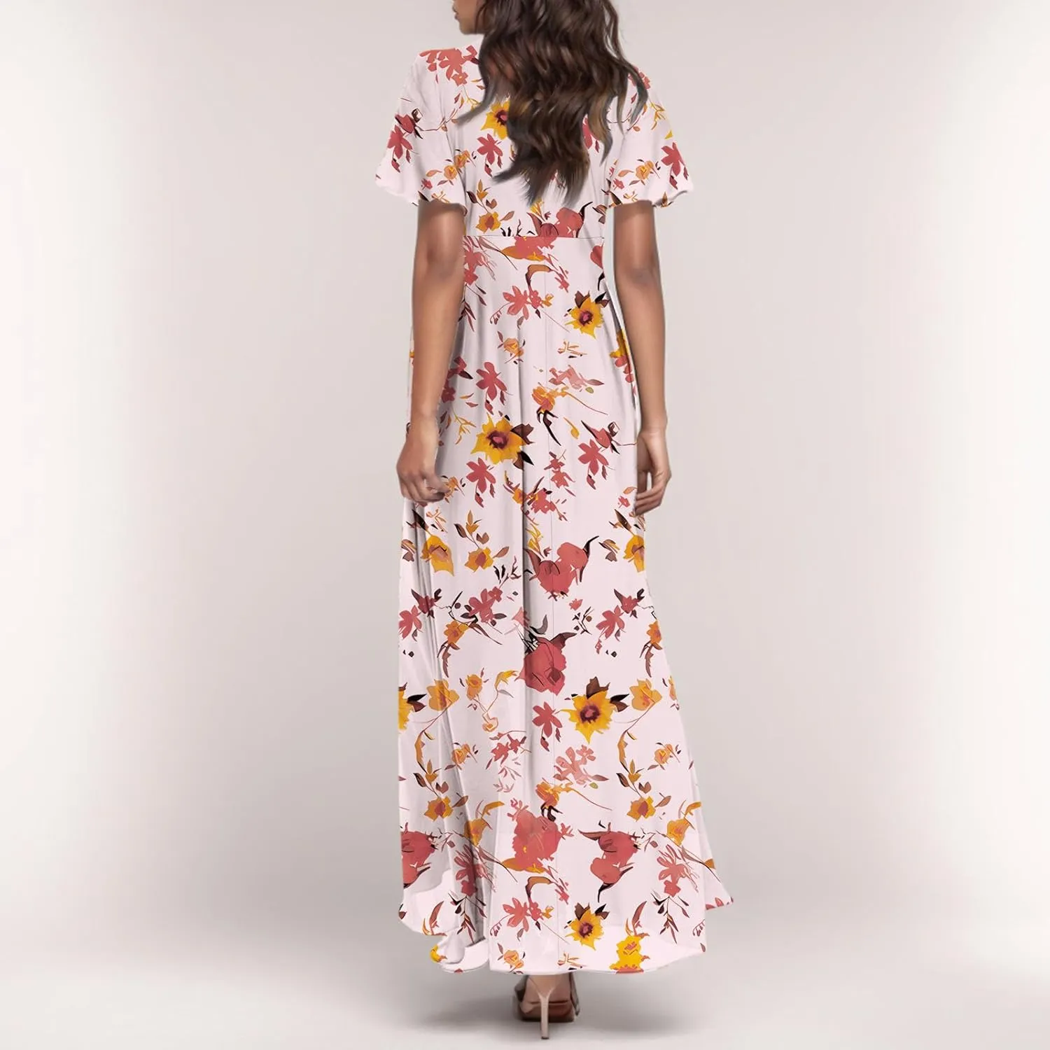 Easter Dresses for Women 2025 Swing Flowy Ruffle Hem Swing A-Line Womens Dresses Summer Spring Chiffon Dresses