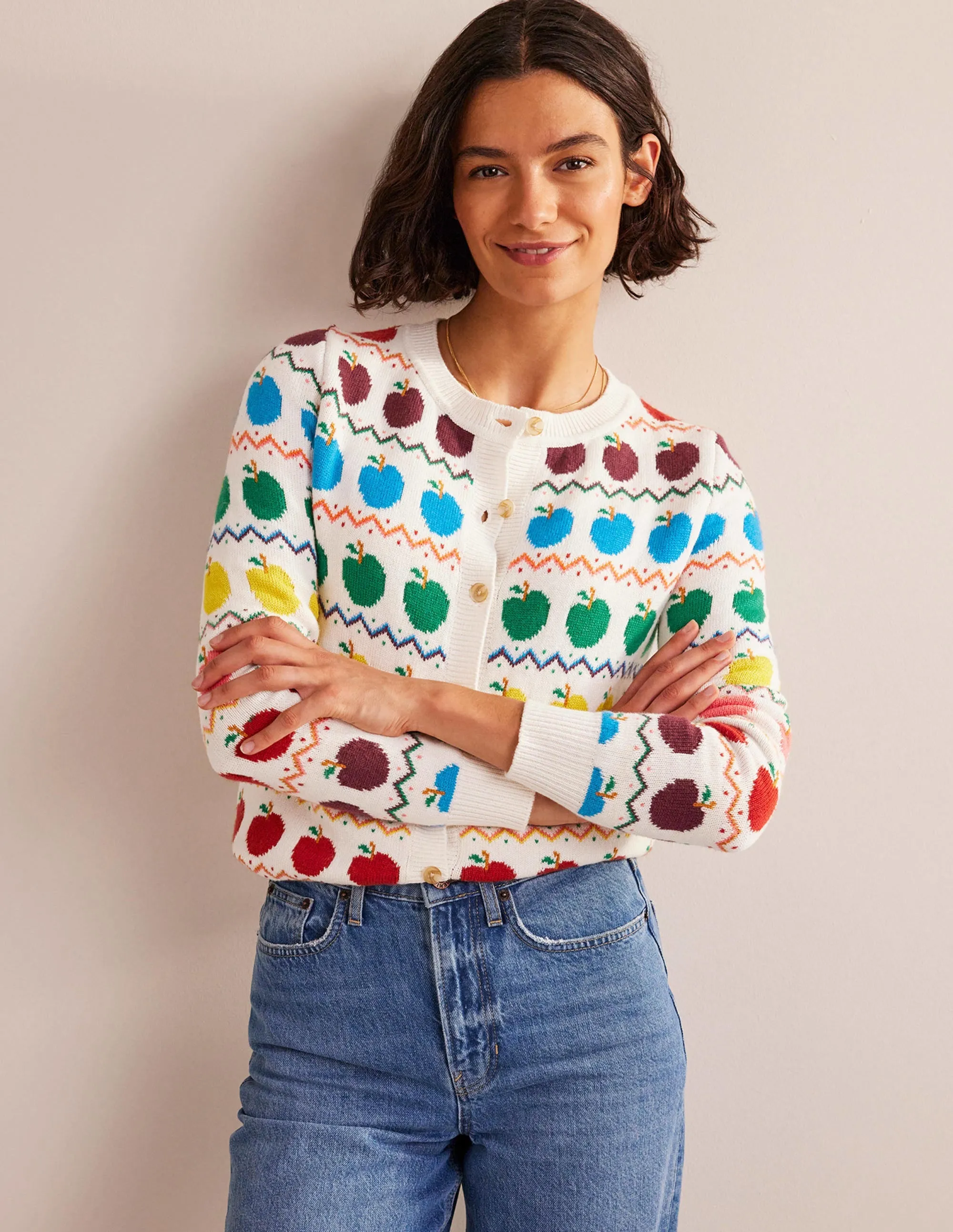 Edie Fair Isle Cardigan-Apple Fair Isle