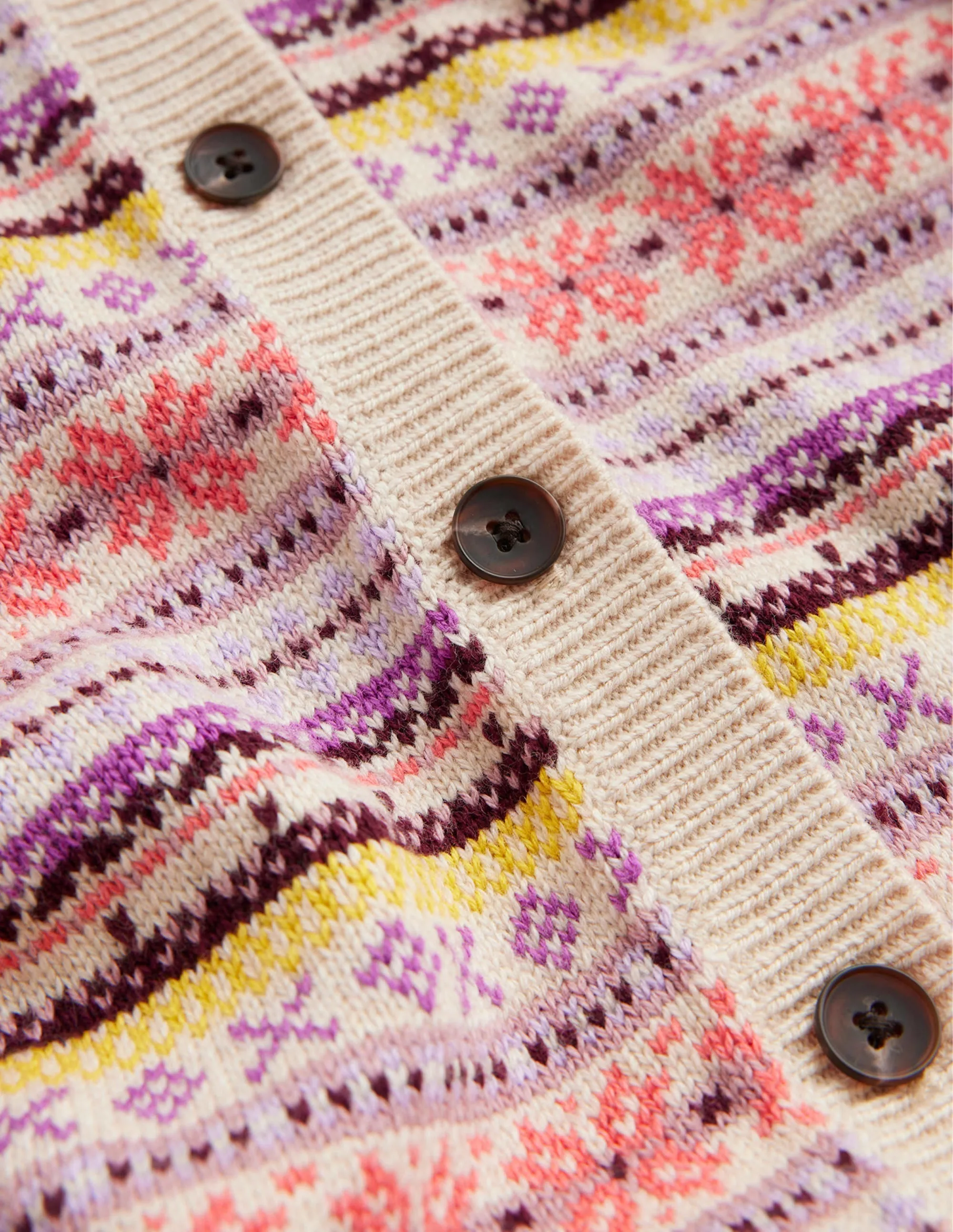 Edie Fair Isle Cardigan-Chalky Pink Fair Isle