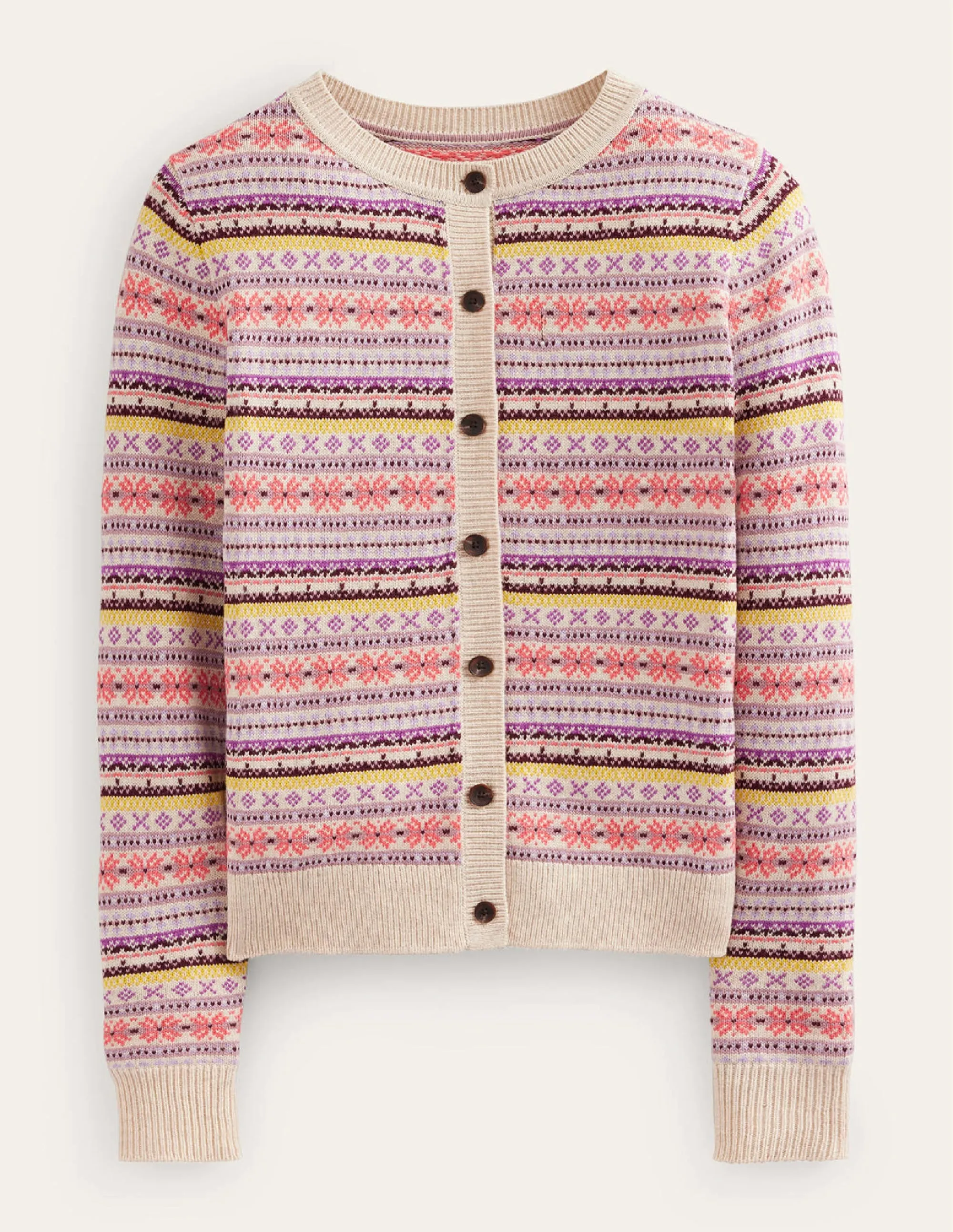 Edie Fair Isle Cardigan-Chalky Pink Fair Isle