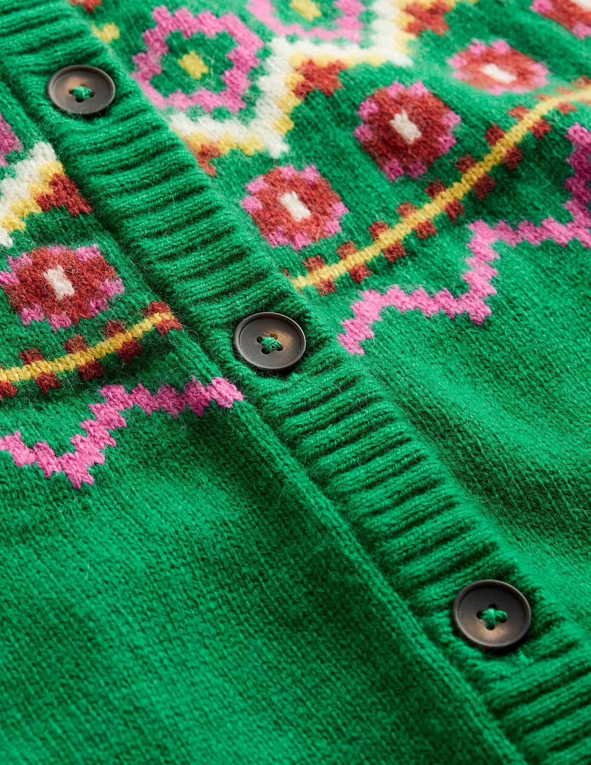 Edie Fair Isle Cardigan-Green Fair Isle