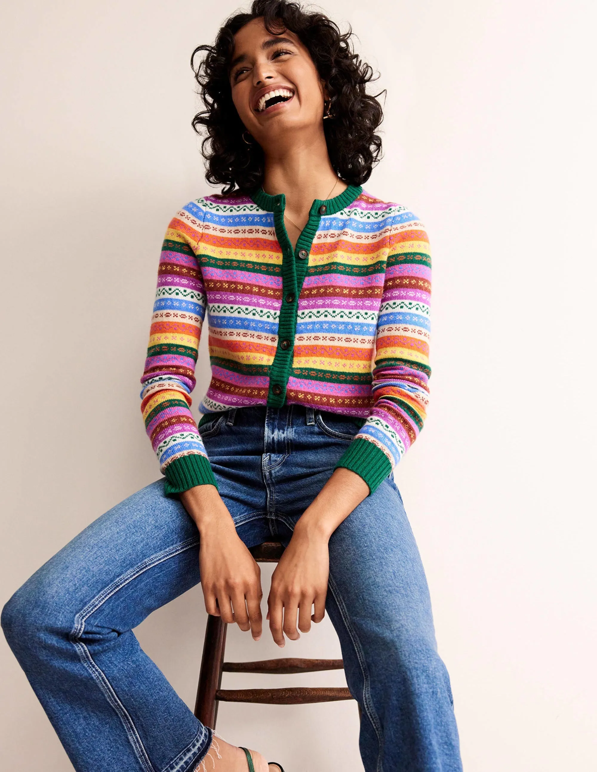 Edie Fair Isle Cardigan-Rainbow Fair Isle