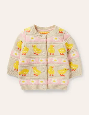 Fair Isle Knitted Cardigan-Sweetcorn Chicks