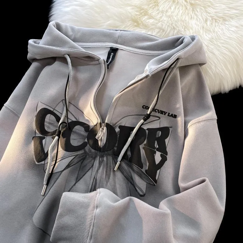 FashionSierra - Cool Wind Bow Hooded  Zippe Jacket