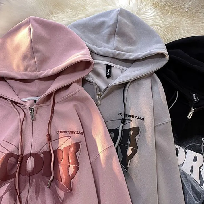 FashionSierra - Cool Wind Bow Hooded  Zippe Jacket