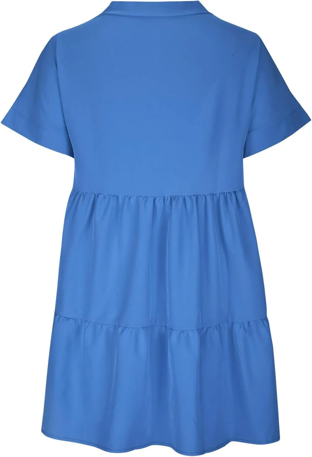 FZYLQY Womens Casual Dresses Short Sleeve V Neck Tiered Mini Dress Loose Fit Comfy Ruffle Swing Dress Trendy Beach Sundress