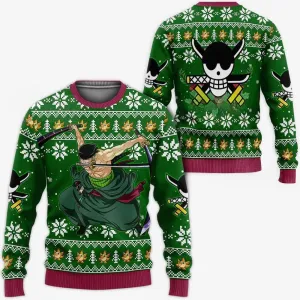 Giftngon - Zoro Ugly Christmas Sweater One Piece Anime Xmas For Kids