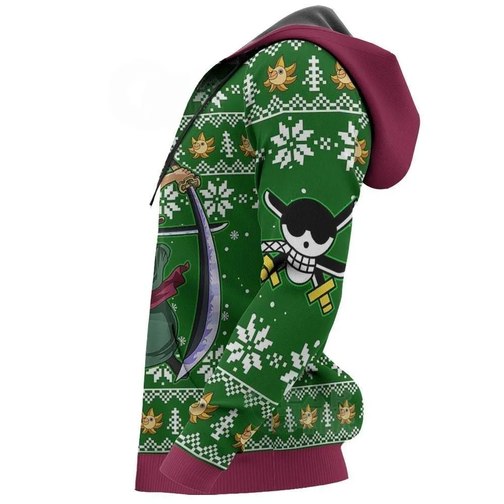 Giftngon - Zoro Ugly Christmas Sweater One Piece Anime Xmas For Kids